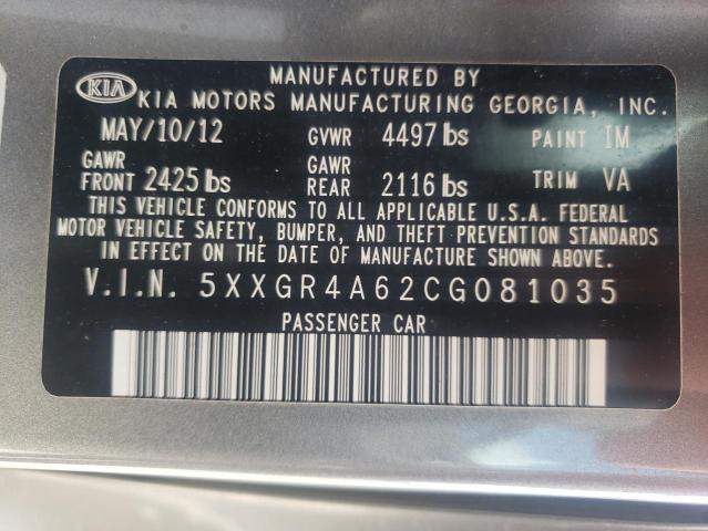 Photo 10 from auction – 2012 KIA OPTIMA SX with VIN 5XXGR4A62CG081035