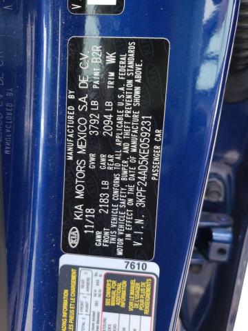 Photo 10 from auction – 2019 KIA FORTE FE with VIN 3KPF24AD5KE059231