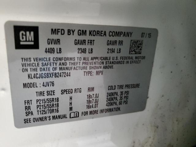 Photo 10 from auction – 2015 BUICK ENCORE with VIN KL4CJGSBXFB247244