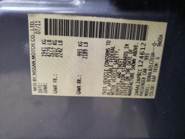 Photo 10 from auction – 2012 NISSAN ALTIMA BAS with VIN 1N4AL2AP8CC124612