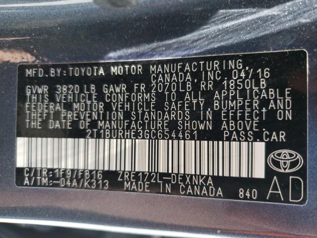 Photo 10 from auction – 2016 TOYOTA COROLLA L with VIN 2T1BURHE3GC654461