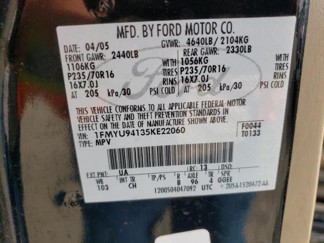 Photo 10 from auction – 2005 FORD ESCAPE LIM with VIN 1FMYU94135KE22060