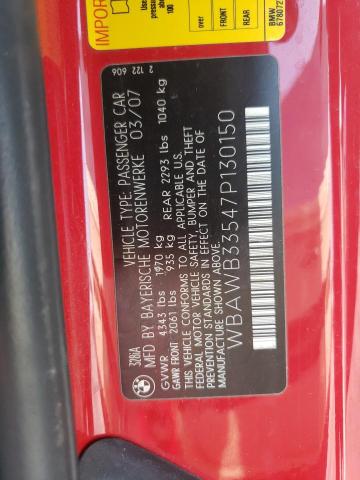 Photo 10 from auction – 2007 BMW 328 I with VIN WBAWB33547P130150