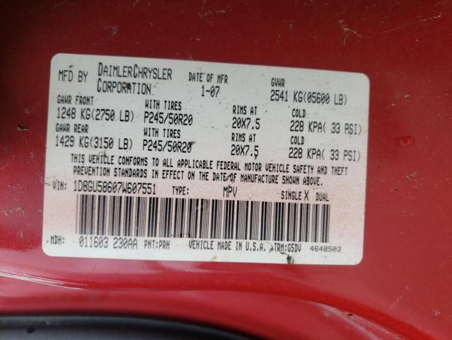 Photo 10 from auction – 2007 DODGE NITRO with VIN 1D8GU58607W607551