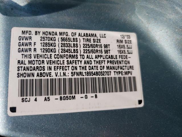 Photo 10 from auction – 2004 HONDA ODYSSEY EX with VIN 5FNRL18954B052707