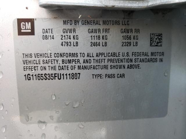 Photo 10 from auction – 2015 CHEVROLET IMPALA LTZ with VIN 1G1165S35FU111807
