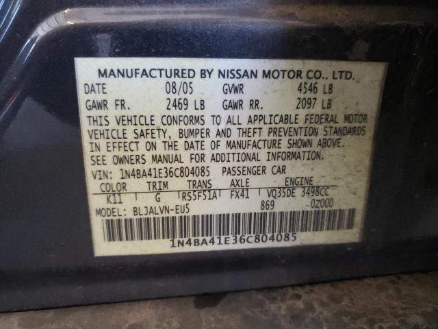 Photo 10 from auction – 2006 NISSAN MAXIMA SE with VIN 1N4BA41E36C804085