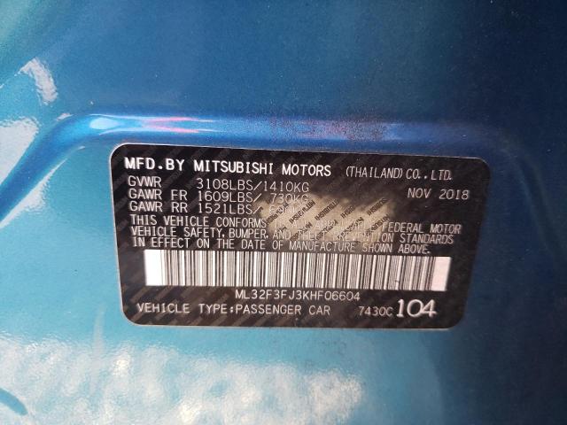 Photo 10 from auction – 2019 MITSUBISHI MIRAGE G4 with VIN ML32F3FJ3KHF06604