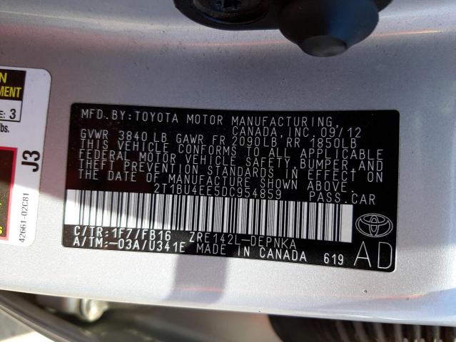 Photo 10 from auction – 2013 TOYOTA COROLLA BA with VIN 2T1BU4EE5DC954859