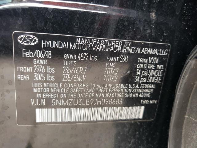 Photo 10 from auction – 2018 HYUNDAI SANTA FE S with VIN 5NMZU3LB9JH098683