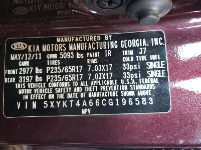 Photo 10 from auction – 2012 KIA SORENTO BA with VIN 5XYKT4A66CG196583