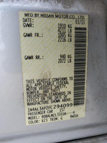 Photo 10 from auction – 2015 NISSAN ALTIMA 2.5 with VIN 1N4AL3AP2FC294099