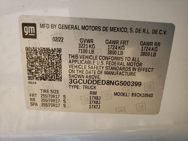 Photo 10 from auction – 2022 CHEVROLET SILVERADO with VIN 3GCUDDED8NG500399