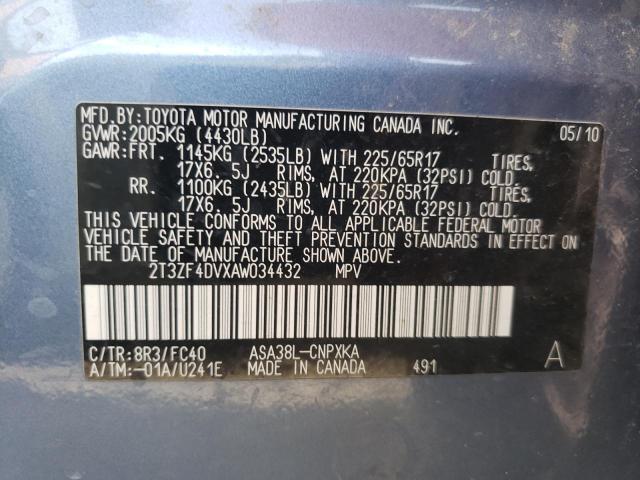 Photo 10 from auction – 2010 TOYOTA RAV4 with VIN 2T3ZF4DVXAW034432