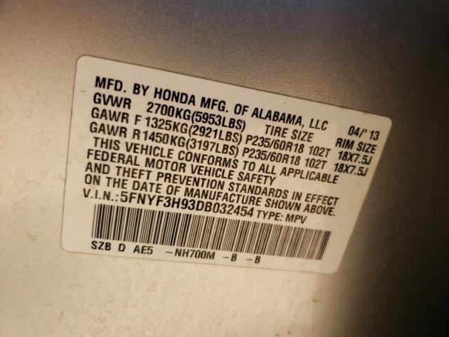 Photo 10 from auction – 2013 HONDA PILOT TOUR with VIN 5FNYF3H93DB032454