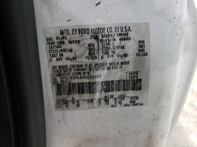Photo 10 from auction – 2003 FORD F250 SUPER with VIN 1FTNF20L53EC02463