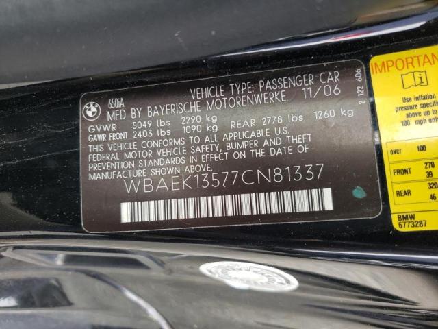 Photo 10 from auction – 2007 BMW 650 I with VIN WBAEK13577CN81337