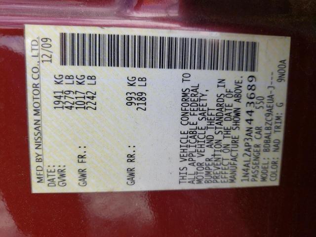 Photo 10 from auction – 2010 NISSAN ALTIMA BAS with VIN 1N4AL2AP3AN443689