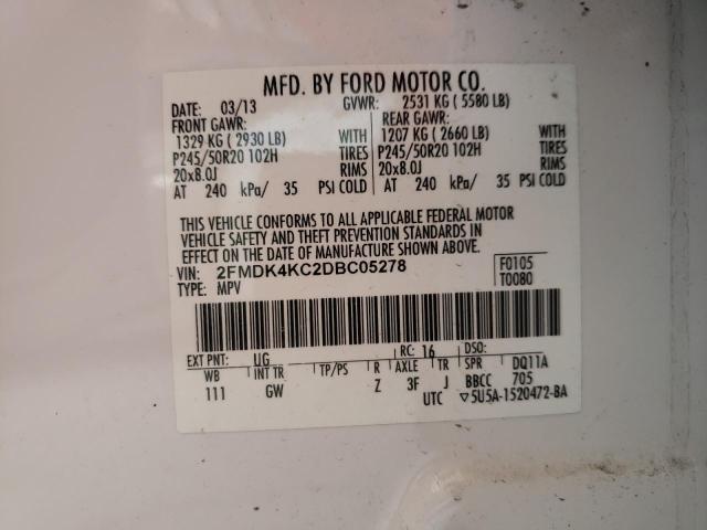 Photo 10 from auction – 2013 FORD EDGE LIMIT with VIN 2FMDK4KC2DBC05278