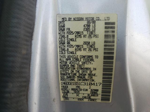 Photo 10 from auction – 2001 NISSAN FRONTIER X with VIN 1N6DD21S51C310417