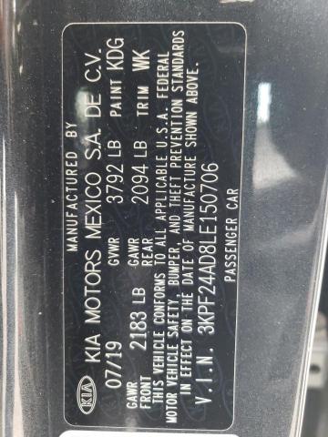 Photo 10 from auction – 2020 KIA FORTE FE with VIN 3KPF24AD8LE150706