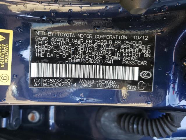 Photo 10 from auction – 2013 LEXUS ES 300H with VIN JTHBW1GG4D2010541