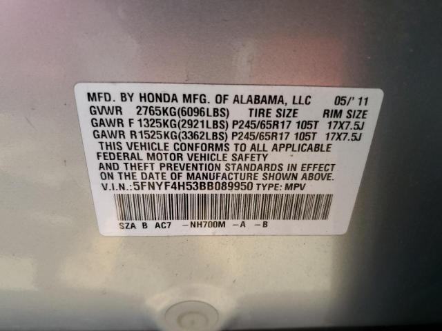 Photo 10 from auction – 2011 HONDA PILOT EXL with VIN 5FNYF4H53BB089950