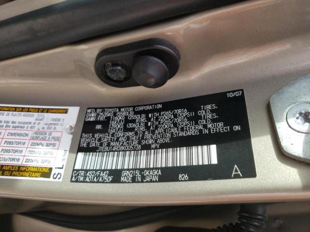 Photo 10 from auction – 2008 TOYOTA 4RUNNER SR with VIN JTEBU14R08K005738