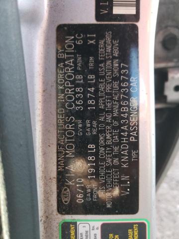 Photo 10 from auction – 2011 KIA RIO BASE with VIN KNADH4A34B6736737