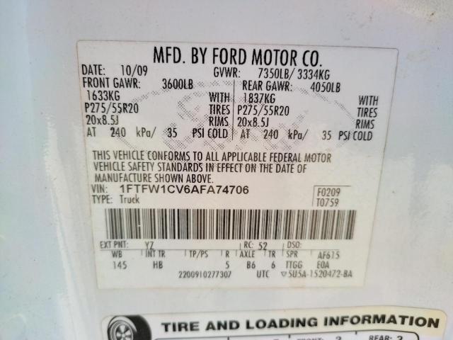 Photo 10 from auction – 2010 FORD F150 SUPER with VIN 1FTFW1CV6AFA74706