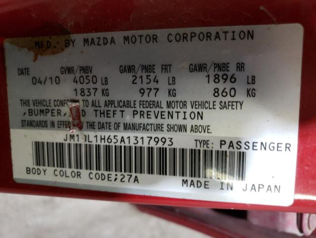 Photo 10 from auction – 2010 MAZDA 3 S with VIN JM1BL1H65A1317993