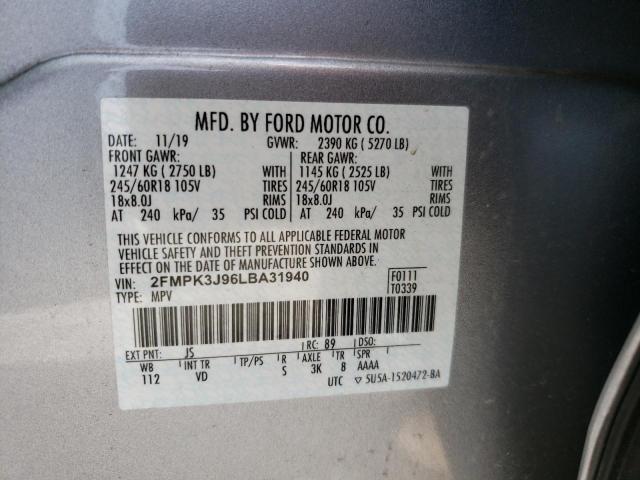 Photo 10 from auction – 2020 FORD EDGE SEL with VIN 2FMPK3J96LBA31940