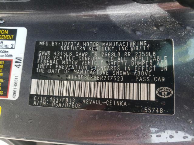 Photo 10 from auction – 2011 TOYOTA CAMRY BASE with VIN 4T4BF3EK8BR217523