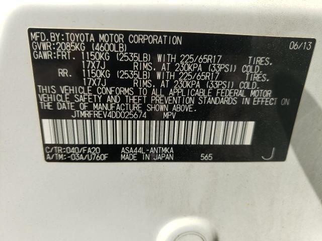 Photo 10 from auction – 2013 TOYOTA RAV4 XLE with VIN JTMRFREV4DD025674