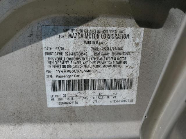 Zdjęcie 10 z aukcji – 2007 MAZDA 6 I z VIN 1YVHP80C675M40531