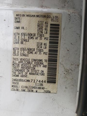Photo 10 from auction – 2021 NISSAN FRONTIER S with VIN 1N6ED0EA1MN717444