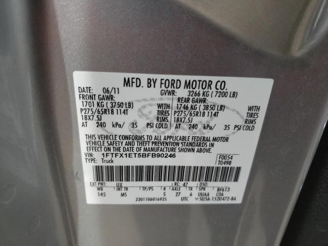 Photo 10 from auction – 2011 FORD F150XLT4X4 with VIN 1FTFX1ET5BFB90246