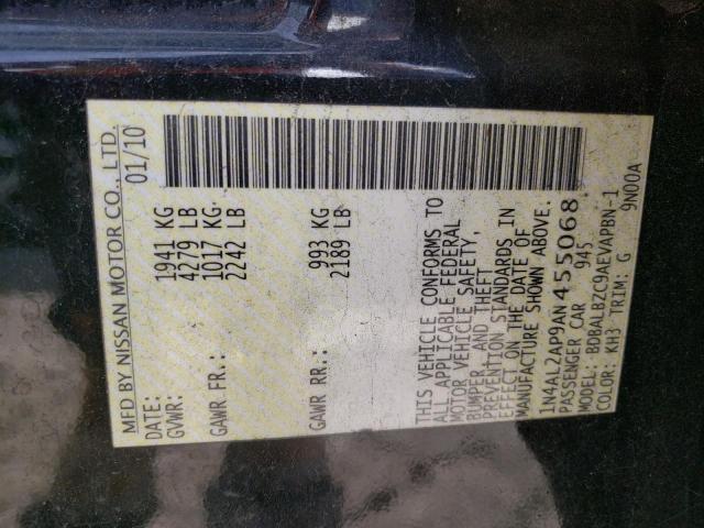 Photo 10 from auction – 2010 NISSAN ALTIMA BAS with VIN 1N4AL2AP9AN455068