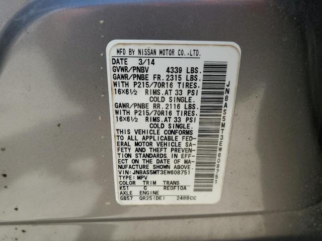 Photo 10 from auction – 2014 NISSAN ROGUE SELE with VIN JN8AS5MT3EW608751
