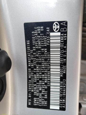 Photo 10 from auction – 2016 TOYOTA COROLLA L with VIN 5YFBURHE1GP524081