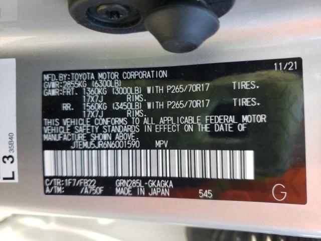 Photo 10 from auction – 2022 TOYOTA 4RUNNER SR with VIN JTEMU5JR6N6001590