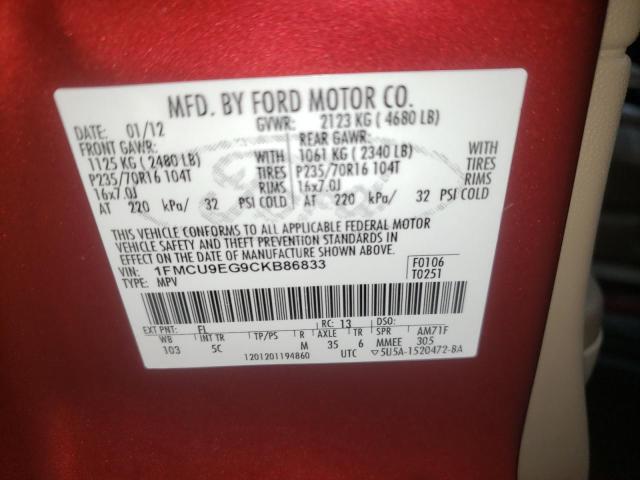 Photo 10 from auction – 2012 FORD ESCAPE LIM with VIN 1FMCU9EG9CKB86833