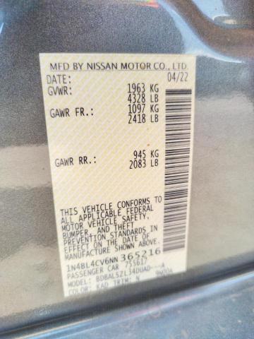 Photo 10 from auction – 2022 NISSAN ALTIMA SR with VIN 1N4BL4CV6NN365216
