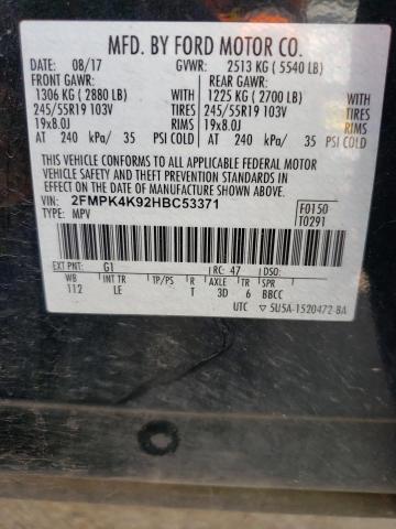 Photo 10 from auction – 2017 FORD EDGE TITAN with VIN 2FMPK4K92HBC53371
