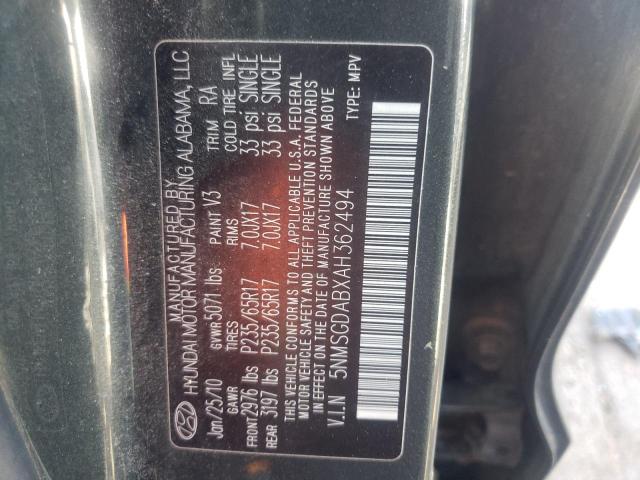 Photo 10 from auction – 2010 HYUNDAI SANTA FE G with VIN 5NMSGDABXAH362494