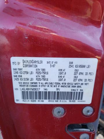 Photo 10 from auction – 2007 JEEP LIBERTY SP with VIN 1J4GL48K47W696317