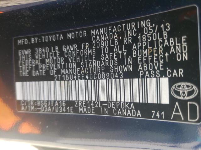 Photo 10 from auction – 2013 TOYOTA COROLLA BA with VIN 2T1BU4EE4DC089043