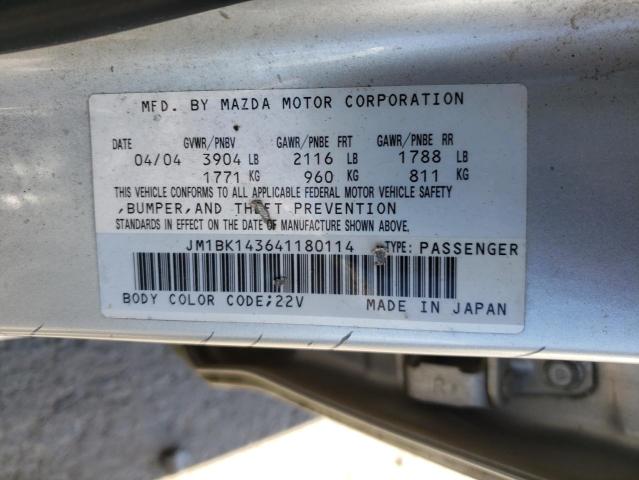 Photo 10 from auction – 2004 MAZDA 3 HATCHBAC with VIN JM1BK143641180114