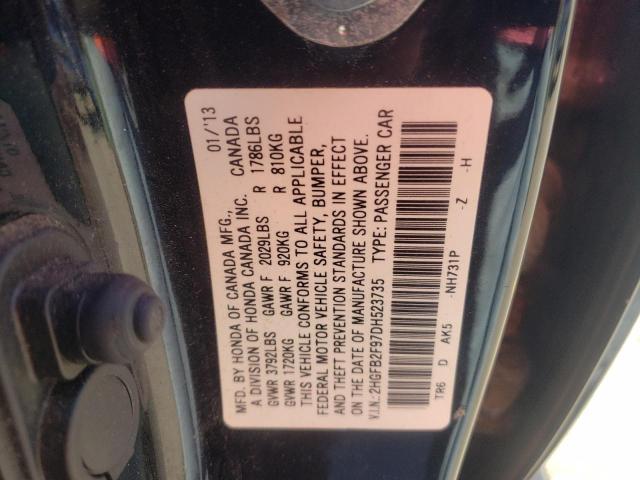 Photo 10 from auction – 2013 HONDA CIVIC EXL with VIN 2HGFB2F97DH523735