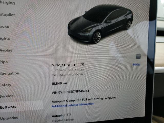 Photo 8 from auction – 2022 TESLA MODEL 3 with VIN 5YJ3E1EB7NF145754
